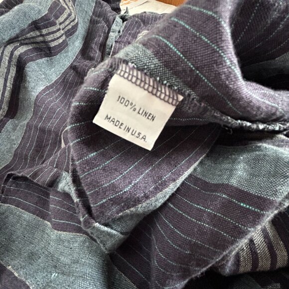Bryn Walker Womens Striped Button-Down Linen Tunic Shirt Medium Purple Lagenlook - Picture 9 of 9